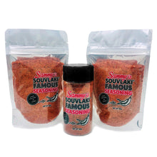 Load image into Gallery viewer, Bottle and 2 Pouches of Sammy's Souvlaki FAMOUS Seasoning