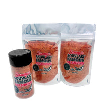 Load image into Gallery viewer, Bottle and 2 Pouches of Sammy's Souvlaki FAMOUS Seasoning